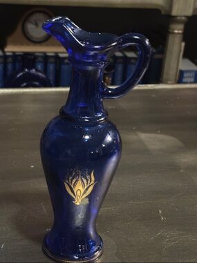 Deep Cobalt Blue Glass Pitcher Vase